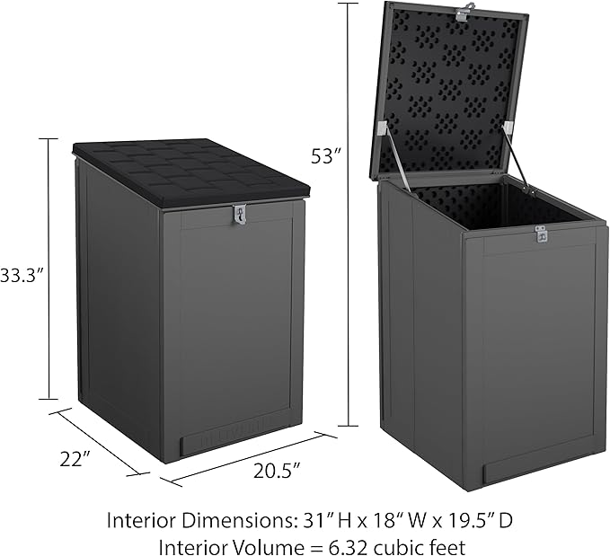 COSCO BoxGuard Large Outdoor Storage Box, Lockable Package Delivery and Storage Solution, 6.3 Cubic ft, Black/Charcoal