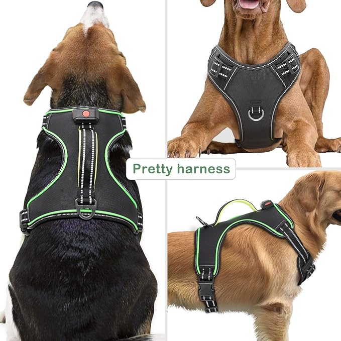 Light Up Dog Harness No Pull LED Dog Harness with Handle Vizbrite Rechargeable Lighted Dog Vest Harness for Small/Medium/Large/X-Large Size Dogs No Pull, 4 Point Adjustable Dog Harness