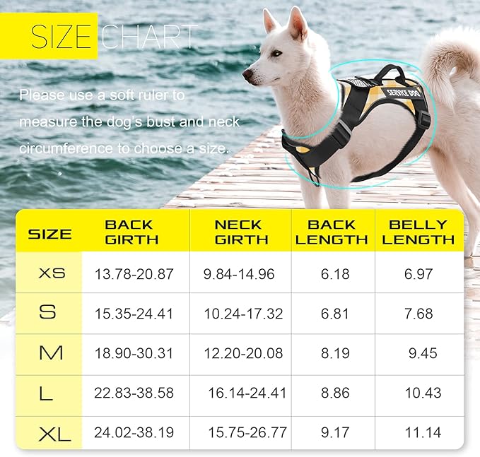 Demigreat Service Dog Harness, Reflective Dog Vest Harness with 5 PCS Patches, Adjustable Soft Oxford Pet Harness, Inner Layer Mesh, Easy to Control for Dogs