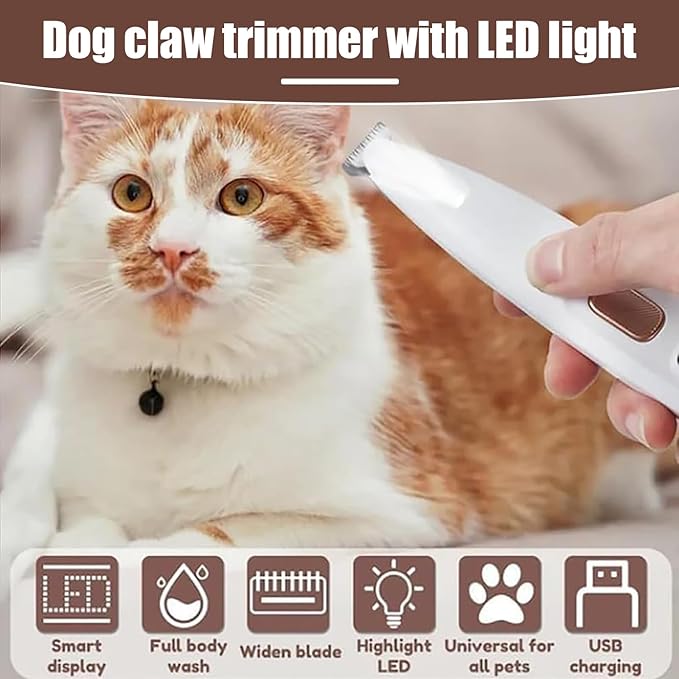 Dog Paw Trimmer,2025 Upgrades Dog Paw Trimmer with LED Light,18 mm Widen Blade, 35 dB Low Noise,Rechargeable Pet Electric Hair Clipper for Dogs and Cats