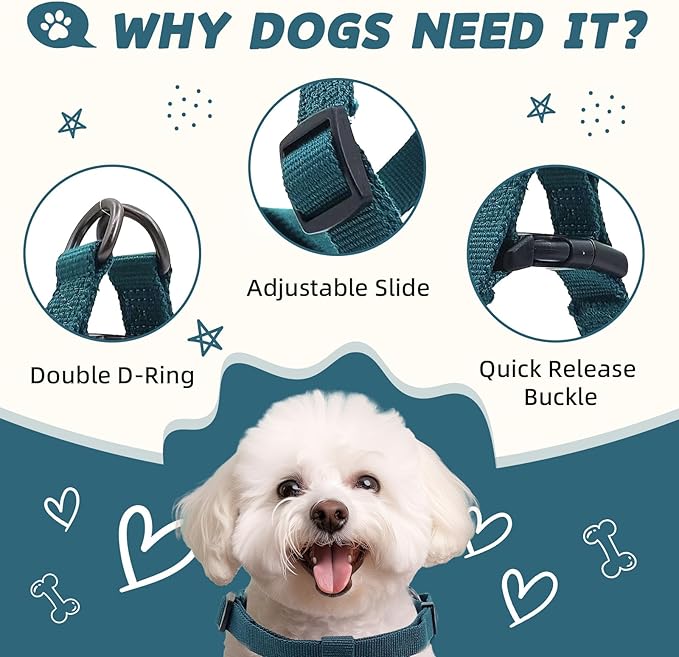 Dog Harness for Small Dogs Rayon Derived from Bamboo 90%, Polyester 10%, Step-in Adjustable Dog Harness XS XXS Dog Harness Available for Small Dogs-Teal Blue