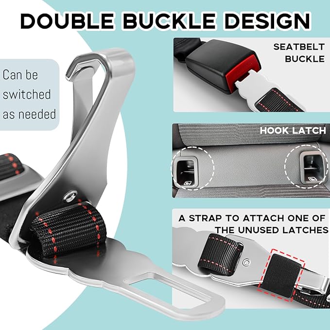 3-in-1 Multi-Functional Dog seat Belt - Dog Car Safety Leash with Advanced Protection - Car Seat Belt for 1 or 2 Dogs - Keep Your Pups Safe & Secure on The Road