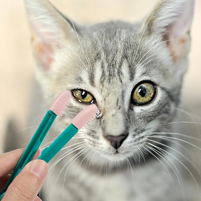 POPETPOP 2 Pcs Pet Eye Comb Tear Tool - Multifunctional Cat Eye Comb Brush, Dog Grooming Combs for Dogs Cats Removing Crust and Mucus