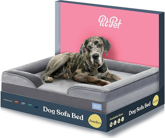 Orthopedic Sofa Dog Bed - Ultra Comfortable Dog Bed for Large Dogs - Breathable & Waterproof Pet Bed- Egg Foam Sofa Bed with Extra Head and Neck Support - (XX-Large, Gray)