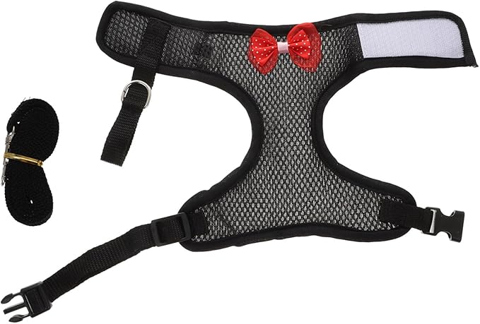 Balacoo Chicken Harness - Chicken Traction Rope Elastic Breathable Adjustable Pet Harness Vest Washable Xmas Pet Set for Chicks, Geese, Hen, (Black M)