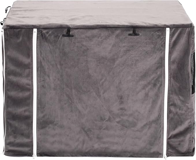 Dog Crate Cover for Wire Crates Cages, Doubles as a Comfy Blanket, Polar Fleece Pet Kennel Cover Windproof Soundproof Home Decoration - Cover only - Grey - Fits 30 Inch Crates