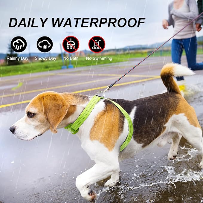 LED Light Up Dog Vest Harness Rechargeable, Soft Padded, Adjustable & Reflective Lighted Dog Harness Waterproof, Glow Dark Dog Light Harness for Camping Night Safety Walking, Medium Green