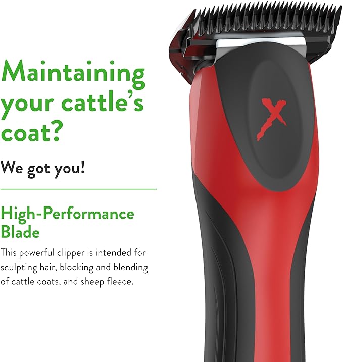 Wahl Professional Animal X-Block 2-Speed High Speed Cattle Fitting Clipper Kit, Red (#9597), 3.06LB (9597.0)