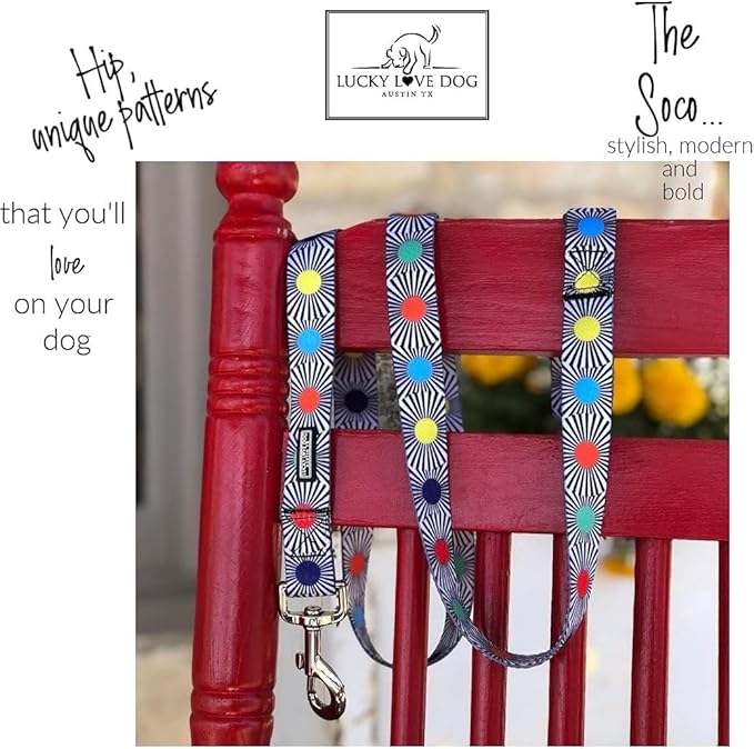 Lucky Love Dog, Adjustable Fun Style Martingale Collar for Dogs, Comfy & Bright Color, Premium No Slip Dog Collar - (Large, SOCO Mart - Combo)