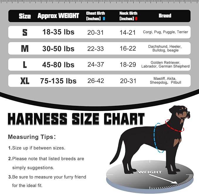 AUROTH Tactical Dog Harness for Small Medium Large Dogs No Pull Adjustable Pet Harness Reflective K9 Working Training Easy Control Pet Vest Military Service Dog Harnesses (S, Black Ink)