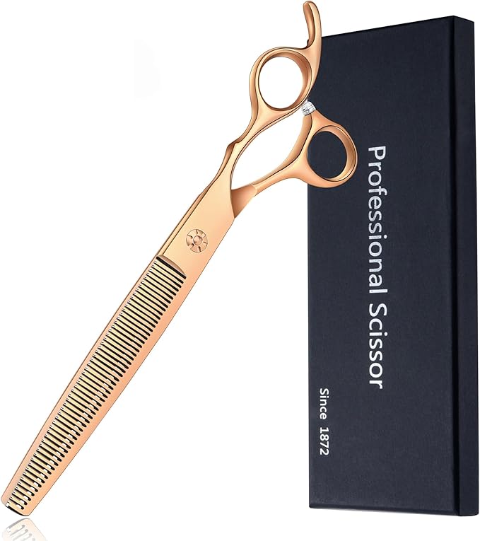 7.5" Dog Grooming Thinning Scissors Trimming Cutting Shears Professional for Dog Cat Pet Animal Grooming on Face and Paws Gold