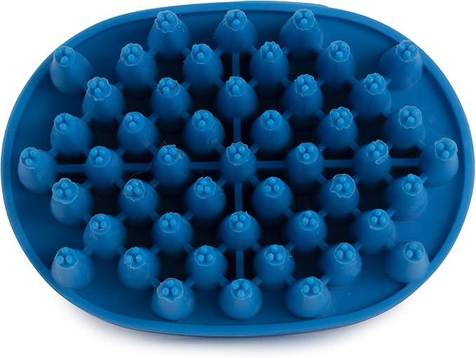 Dexas BrushBuster Silicone Gentle Dog Grooming and Massage Brush, Pro Blue