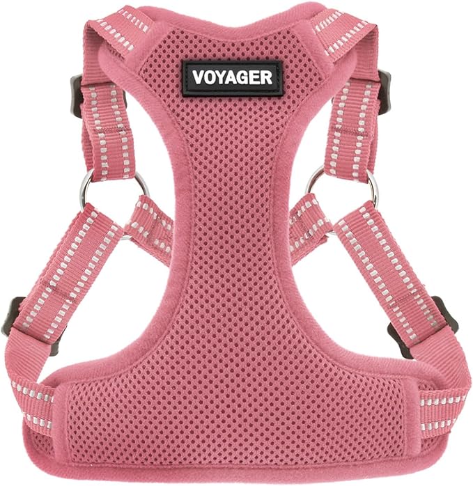 Best Pet Supplies Voyager Adjustable Dog Vest Harness Breathable No Pull Harness for Small, Medium, Large Dogs, Heavy Duty Harness for Walking, Jogging, Easy Step-in, Reflective Stripes - (Pink), XS