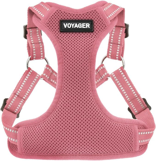 Best Pet Supplies Voyager Adjustable Dog Vest Harness Breathable No Pull Harness for Small, Medium, Large Dogs, Heavy Duty Harness for Walking, Jogging, Easy Step-in, Reflective Stripes - (Pink), XS