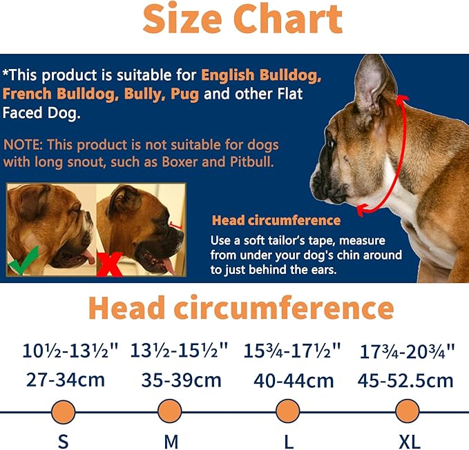 BARKLESS Short Snout Dog Muzzle, Soft Silicone Flat Faced Muzzle for French Bulldog Shih Tzu and Pug for Biting Chewing Licking and Grooming, Allows Panting