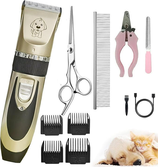Dog Clippers for Grooming Cat Clippers Low Noise, Rechargeable, Cordless, Pet Shaver for Matted Hair, Quiet Animal Trimmer Pet Hair Thick Coats, for Dogs, Cats, Rabbits and Other Pets