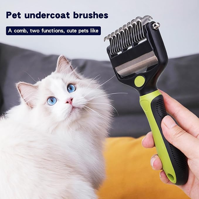 Pt brush for shedding，Dematting comb for Dogs, Cat deshedding Brush, Dog Grooming Rakes for long haired Dogs-Double Sided Shedding,Pet undercoat brushes Reduce Shedding by 95% (Pink)