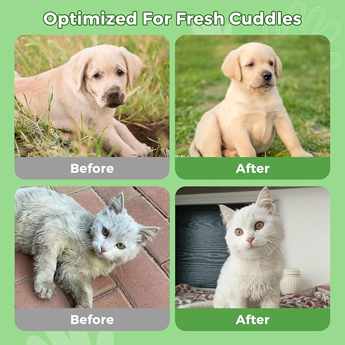 Vannon Extra Thick Pet Bathing Wipes for Dogs & Cats, Cleaning & Odor-Controlling Grooming Gloves, Nourish Fur Glove Wipes for Daily Care and Traveling, Rinse Free, Coconut Scent, 6 PCS