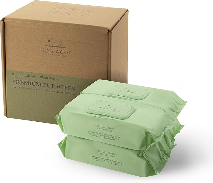 Premium Dog Wipes - Alcohol-Free Plant-Based Cleaning Wipes for Dogs and Cats (400 Wipes)