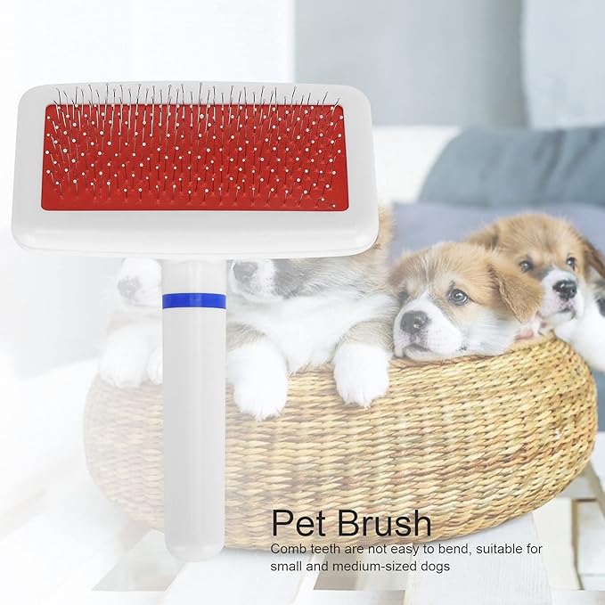 Cleaning Slicker Brush, Pet Grooming Tool Pet Brush Comfortable Design Smoothly Plastic+Stainless for Fluffing for Small Pets for Medium Pets for Tidying