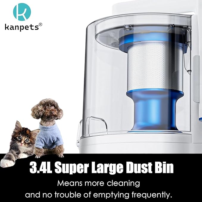 Pet Grooming Kit with 3.4L Oversized Vacuum Suction - 99% Pet Hair Removal - Professional Dog Clippers & Shedding Tools for Cats, Teddy, Poodle, Golden Retrievers (Pearly White)