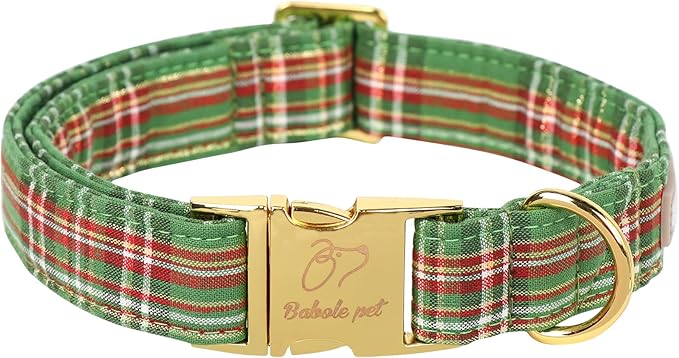 Christmas Dog Collars for Large Dog,Green Dog Collar with Safety Metal Buckle Adjustable Puppy Collars for Small Medium Dog,Boy&Girl&Male&Female Dog Gift,L-16-24"