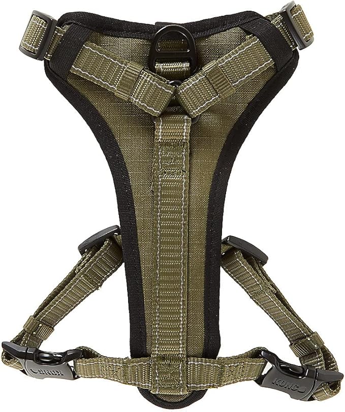 KONG Max Ultra Durable Neoprene Padded Chest Plate Dog Harness Offered by The Barker Company (Green, XL)