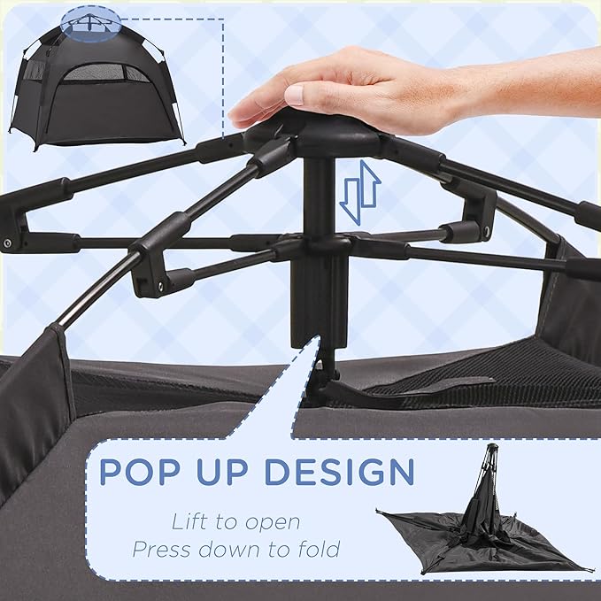 PawHut Pop Up Dog Tent for Extra Large and Large Dogs, Portable Pet Camping Tent with Carrying Bag for Beach, Backyard, Home