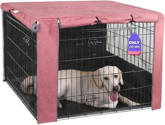 HiCaptain Pink Dog Crate Cover for 30 Inches Wire Crates, Heavy-Duty Polyester Indoor Dog Kennel Cover Universal Fit for 1 2 Doors Standard Metal Cage (Upgrade Two-Tone Pink)