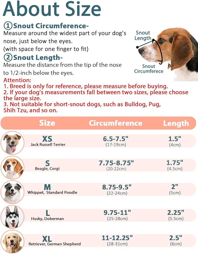 LUCKYPAW Dog Muzzle, Mesh Dog Muzzle for Large Medium Small Dogs, Soft Muzzles for Biting Chewing Fierce Barking, Breathable Muzzle with Adjustable Strap for Training (Brown, XS(Snout:6.5"-7.5"))
