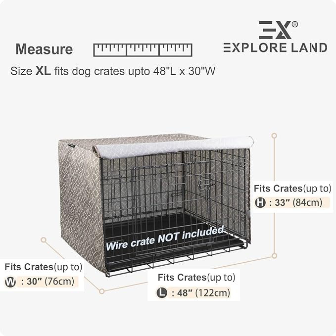 Explore Land Pattern Dog Crate Cover for 48 Inches Wire Cage, Heavy-Duty Polyester 1 2 3 Doors Standard Metal Pet Kennel Enclosure (Vintage Violet)