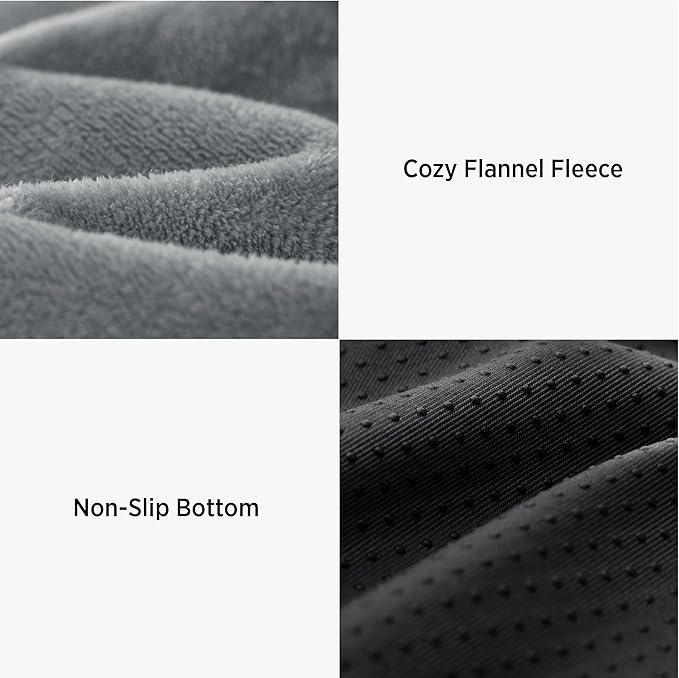 Lesure Dog Bed Cover Flannel - Extra Large Dog Bed Washable Removable Cover, Plush Fleece Replacement Cover for Orthopedic Pet Mad Beds, 41x29x3.5 Inches Grey