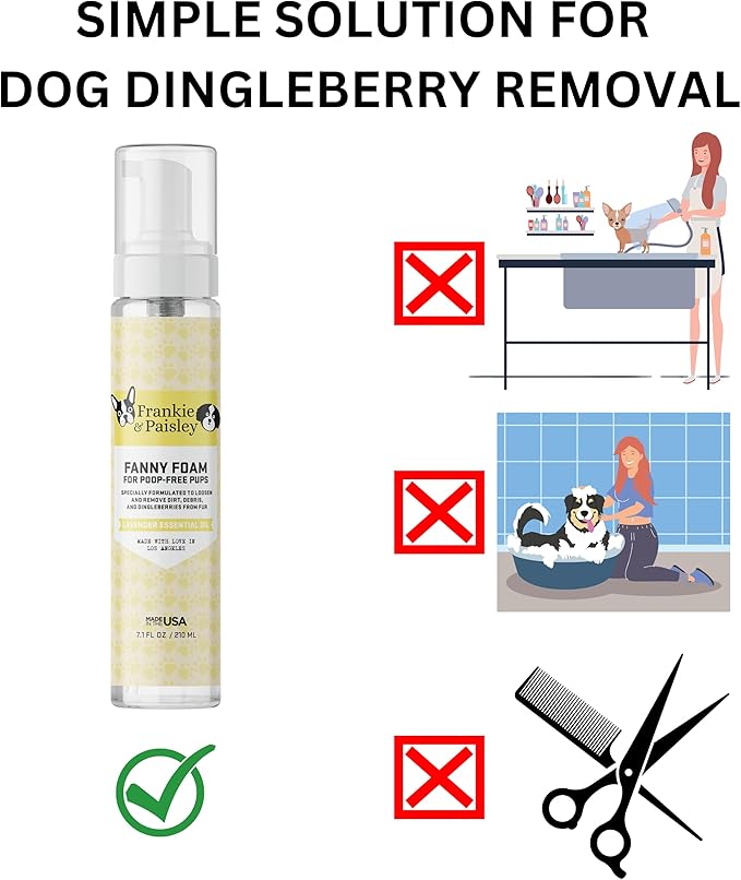 Fanny Foam No Rinse Waterless Dog Shampoo and Paw Cleaner for Dogs | Dingleberry Removal | Easy Glide Formula Loosens Stuck On Dirt, Debris from Fur Painlessly and Safely | Puppy and Senior Approved