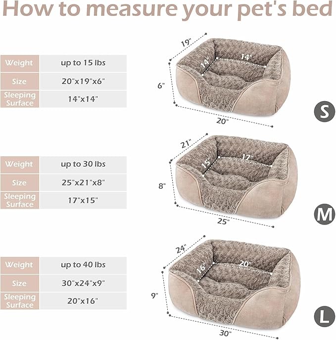 INVENHO Large Dog Bed for Large Medium Small Dogs Rectangle Washable Dog Bed, Orthopedic Dog Bed, Soft Calming Sleeping Puppy Bed Durable Pet Cuddler with Anti-Slip Bottom L(30"x24"x9")