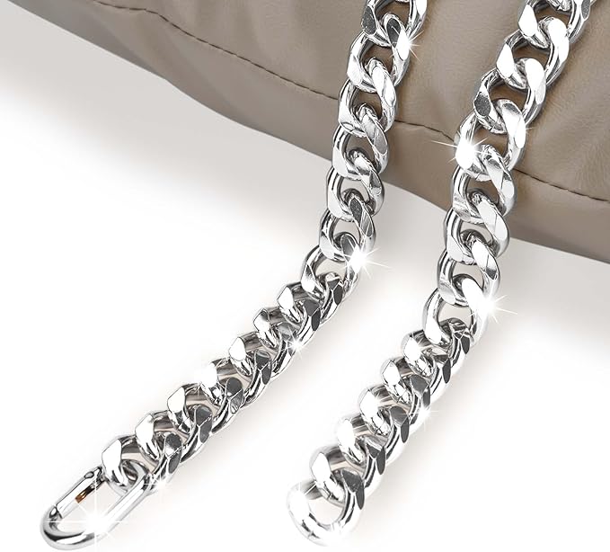 Cuban Link Chain Dog Durable Light Metal Dog Collar Silver Chain for Dog Cute Fashion Jewelry Accessories for Dogs Bulldog Pitbulls (19MM)(10)