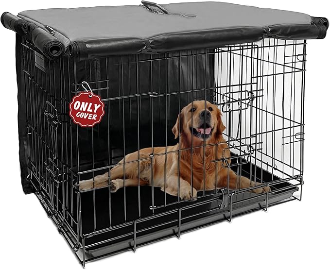 Small Dog Cage Cover 24 Inch Dog Crate Cover, Puppy Crate Covers Small Dog Kennel Cover for Wire Cage with1 2 3 Doors, Indoor Waterproof 600D Oxford Fabric Gray