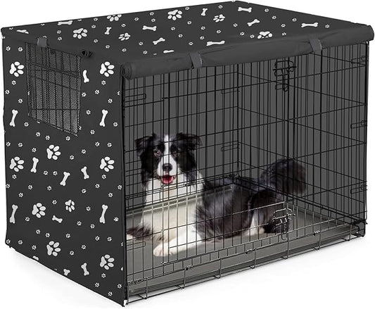 Dog Crate Cover, Windproof Sun Protection, Black -M (42"L x 28"W x 30"H)