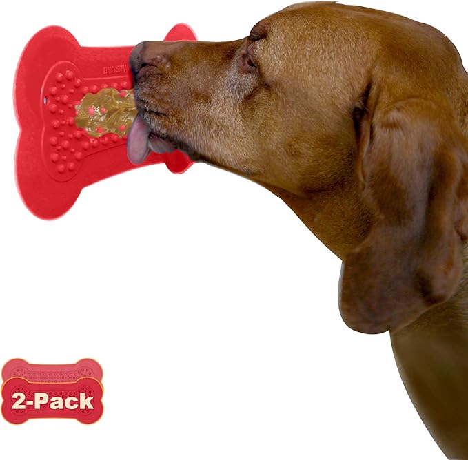 Lick Lick Pad Dog Accessories | Pet Shower Attachment | Dog Peanut Butter Lick Pad | Dog Bathing Station | Dog Bathing Supplies | Veterinarian Used | Suction to Wall | Large (Large - 2 Pack, Red)