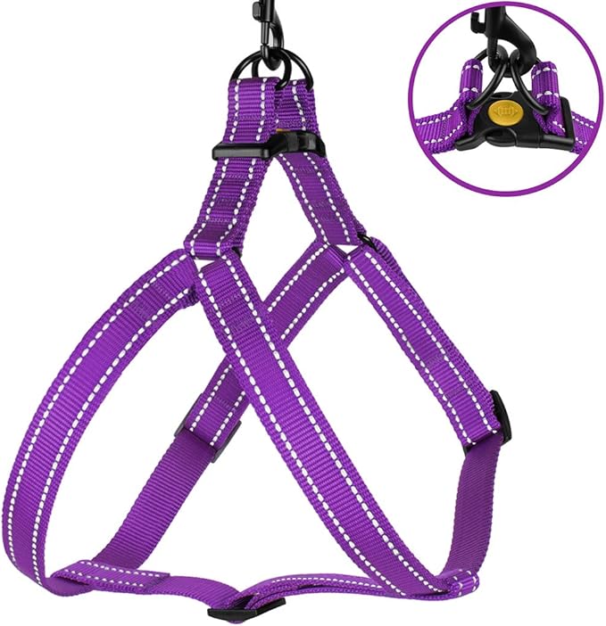 CollarDirect Reflective Dog Harness Step in Small Medium Large for Outdoor Walking, Comfort Adjustable Harnesses for Dogs Puppy Pink Black Red Purple Mint Green Orange Blue (Small, Purple)