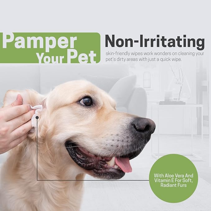MED PRIDE 100% Bamboo Fiber Hypoallergenic Dog Wipes for Paws and Butt, Alcohol & Paraben-Free, Deodorizing, 8”X8”, 800 Wipes