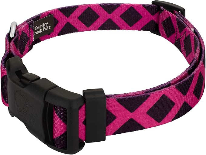 Country Brook Petz - Deluxe Fabulous Lattice Dog Collar Limited Edition - Plaid and Argyle Collection Featuring Charming Designs (5/8 Inch, Small)