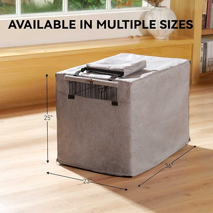 600D Dog Crate Cover, Waterproof Pet Kennel Cover with Storage Bag Fit for 36 Inch Wire Crate Dog Cage, 36 Inches, Gray