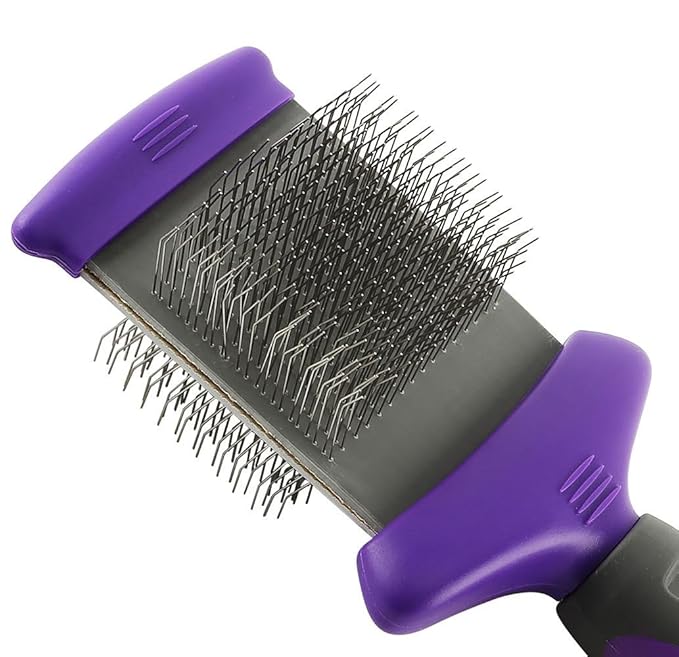 HERTZKO Double Sided Flexible Slicker Brush Removes Loose Hair, Tangles, and Knots, Flexible Head Contours on Your Pet’s Skin - Suitable for Dogs and Cats (Double Sided Brush)