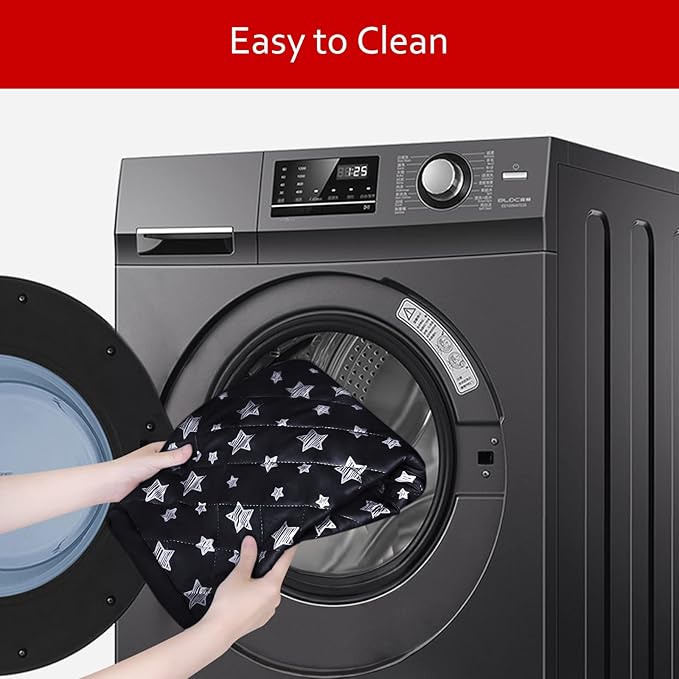 Dog Bed Covers Replacement Washable Pet Hair Easy to Remove, Waterproof Dog Bed Covers Noiseless Quilted, Pet Bed Cover Lovely Black Star Print, Puppy Bed Cover 44x54 Inches, for Dog/Cat, Cover Only