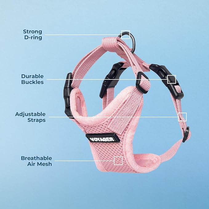 Voyager Step-in Lock Pet Harness - All Weather Mesh, Adjustable Step in Harness for Cats and Dogs by Best Pet Supplies - Pink, M