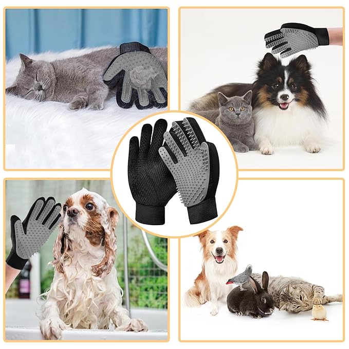 GJEASE Cat Grooming Glove Brush,Pet Hair Remover Tool,Reusable Dog Hair Fur Remover for Carpet,Furniture,Couch,Clothes,Eco-Friendly and High efficiency