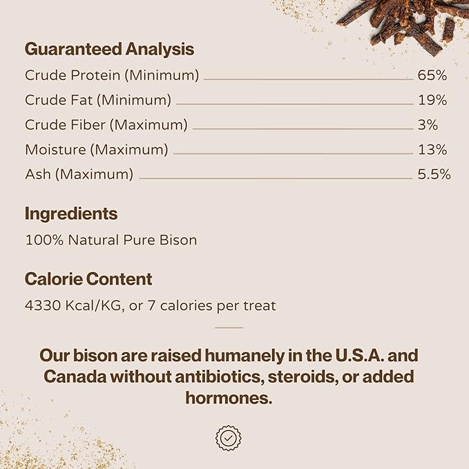 Bison Bits: Pure Bison Dog Treats - All Natural Treats for Dogs. Vet Approved, Limited Ingredient, Grain Free, Healthy & Nutritious Treats for Dogs (Bison, 8oz)
