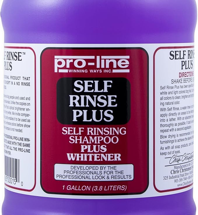 Chris Christensen ProLine Self Rinse Plus Dog Shampoo, Groom Like a Professional, Brightens and Whitens, No Rinse Cleaner, Made in USA