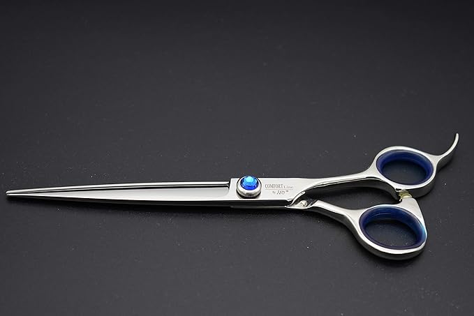 Pro Dog Grooming Shear Scissors Straight 7 Inch Pet Shear Stainless Steel Forged (7" Straight Blue Diamond)