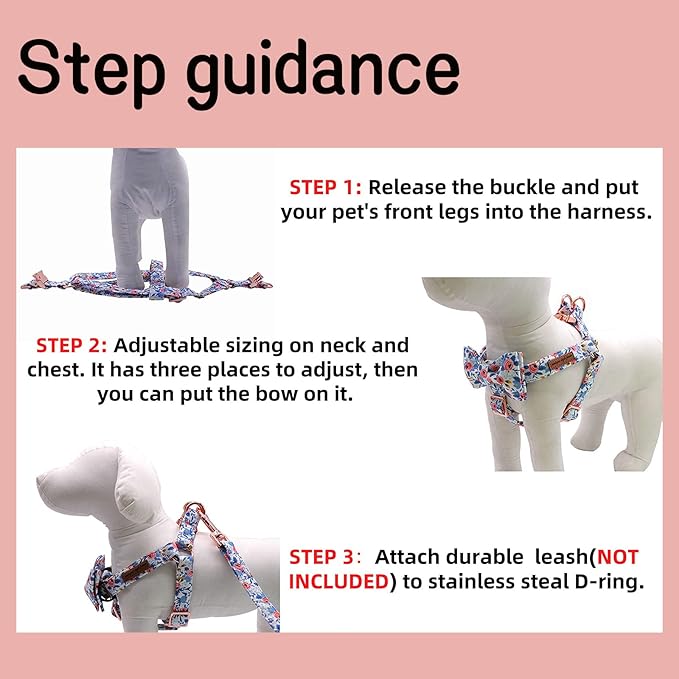 Unique style paws Red Plaid Dog Harness Adjustable Harnesses Durable Hardware with Bowtie for Small Medium Large Dog-Christmas Style-XS